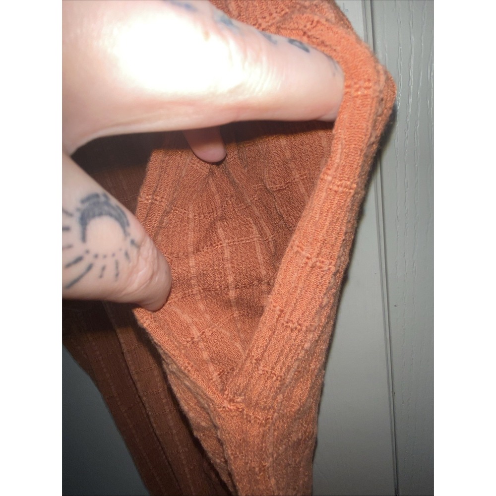 Roxy Rust Textured Wide Leg Jumpsuit Small Boho Viscose Cotton Linen Tank - Picture 7 of 11